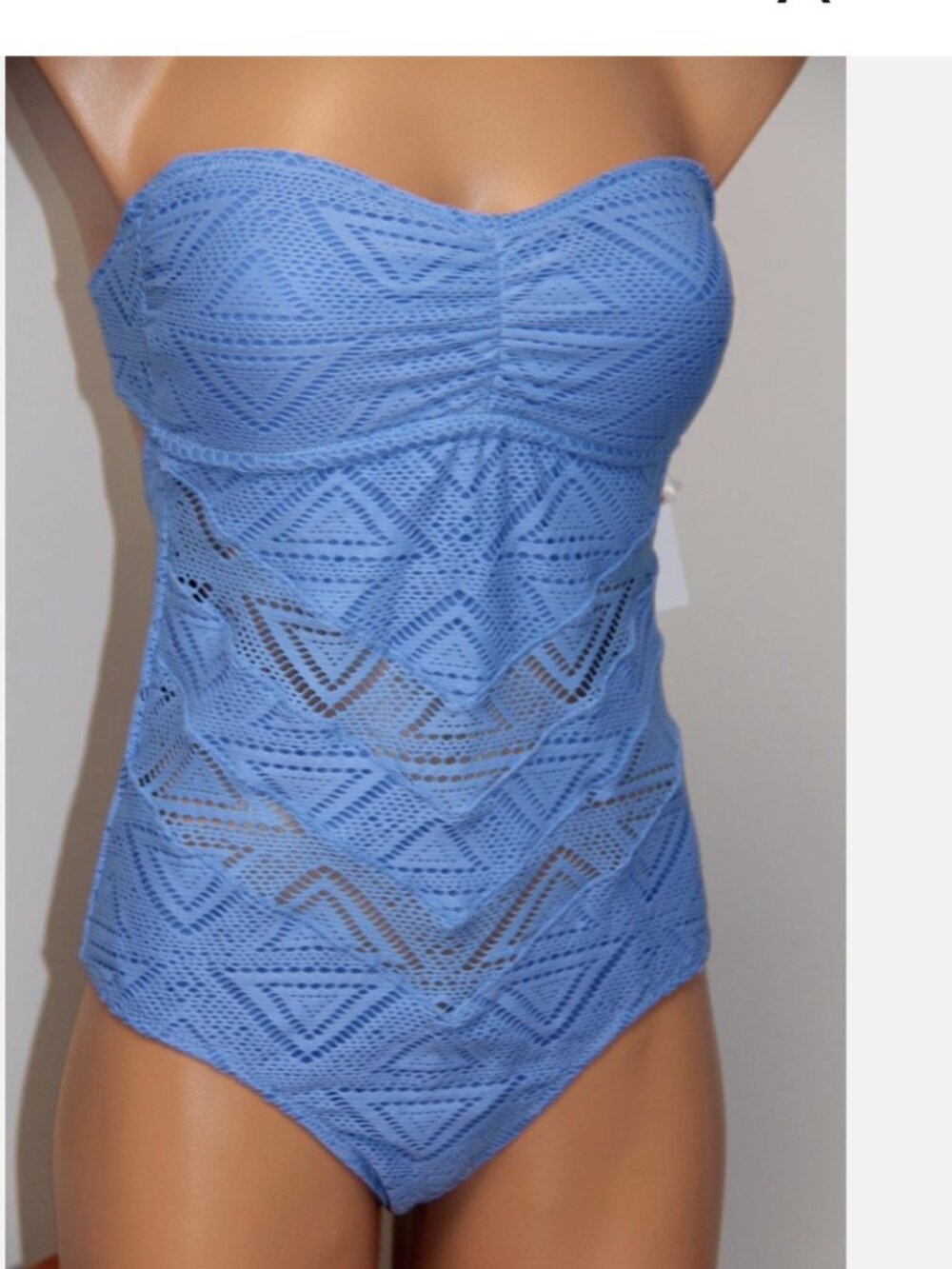 New Jessica Simpson Swimsuit 1 one piece Crochet Sz S Lush Bandeau - Picture 4 of 5